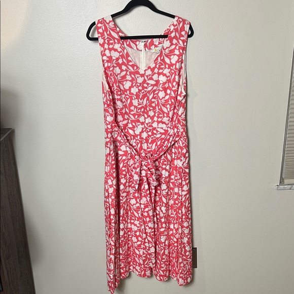 Boden Jade pink and white floral tie front linen cotton midi dress EUC - Picture 4 of 14